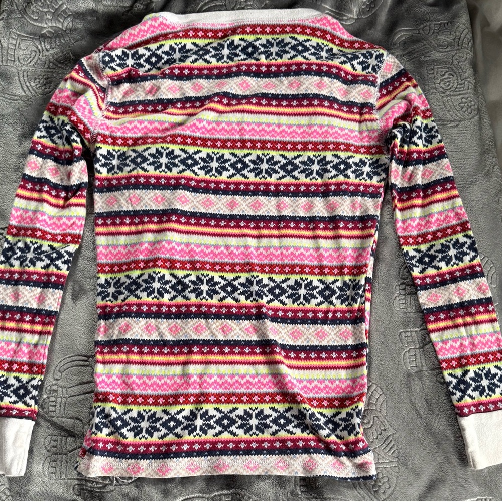 Old Navy Pink Navy Cream Fair Isle Stripe Knit Top
